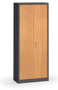 Svařované skříně s lamino dveřmi, 1950 x 800 x 400 mm, RAL 7016/ořech