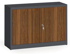 Svařované skříně s lamino dveřmi, 800 x 1200 x 400 mm, RAL 7016/ořech