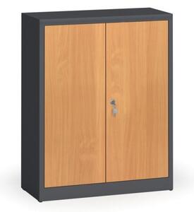 Svařované skříně s lamino dveřmi, 1150 x 920 x 400 mm, RAL 7016/ořech