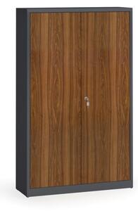 Svařované skříně s lamino dveřmi, 1950 x 1200 x 400 mm, RAL7016/ořech