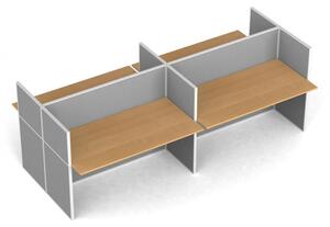Rovný kancelářský stůl PRIMO s paravanem, 4 místa, nástěnka, třešeň