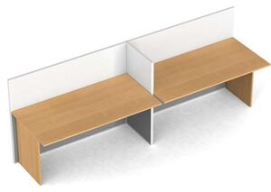 Rovný kancelářský stůl PRIMO s paravanem, 2 místa, magnetická tabule, třešeň