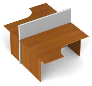 Rohový kancelářský stůl PRIMO s paravanem, 2 místa, nástěnka, třešeň