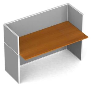 Rovný kancelářský pracovní stůl PRIMO s paravany, nástěnka, 1 místo, třešeň