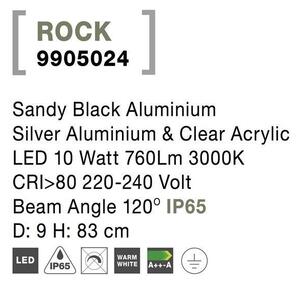 NV 9905024 Venkovní sloupkové svítidlo ROCK černý hliník stříbrný hliník a čirý akryl LED 8W 3000K 220-240V 120st. IP65 - NOVA LUCE