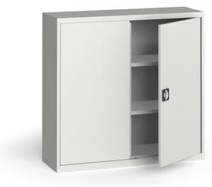 Plechová policová skříň na nářadí KOVONA, 1150 x 1200 x 400 mm, 2 police, šedá/šedá