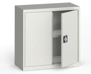 Plechová policová skříň na nářadí KOVONA, 800 x 800 x 400 mm, 1 police, šedá/šedá