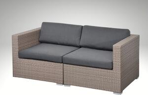 Zahradní set - sofa ALLEGRA pro 2 osoby, šedobéžový umělý ratan 166cm
