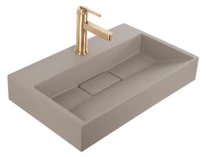 Deskové/závěsné umyvadlo z konglomerátu REA GOYA TAUPE 50x37 cm, šedobéžová