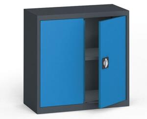 Plechová policová skříň na nářadí KOVONA, 800 x 800 x 400 mm, 1 police, antracit/modrá