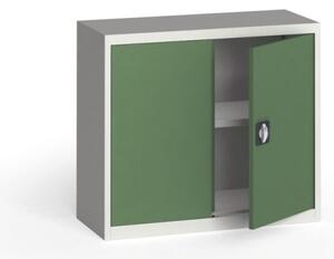 Plechová policová skříň na nářadí KOVONA, 800 x 950 x 400 mm, 1 police, šedá/zelená