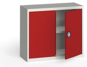 Plechová policová skříň na nářadí KOVONA, 800 x 950 x 400 mm, 1 police, šedá/červená