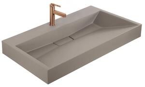 Deskové/závěsné umyvadlo z konglomerátu REA GOYA TAUPE 100x46 cm šedobéžová