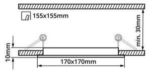 T-LED Černý vestavný LED panel hranatý 170 x 170mm 12W Barva světla: Teplá bílá 102113