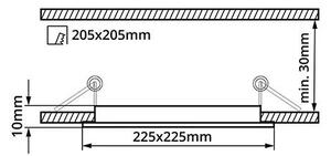 T-LED Černý vestavný LED panel hranatý 225 x 225mm 18W Barva světla: Studená bílá 102118