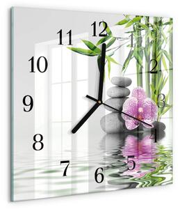 Skleněné hodiny na stěnu Květinový strom zskc-30x30-00058337