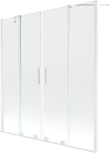 Mexen Velar Duo, 2-křídlová posuvná vanová zástěna 140 x 150 cm, 8mm čiré sklo, bílý profil, 896-140-000-02-20
