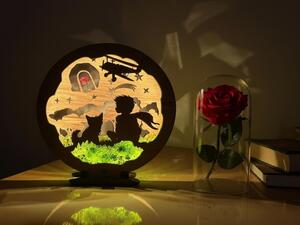 "Malý princ s růží" lampa 20x22cm provedení povrchu: dub