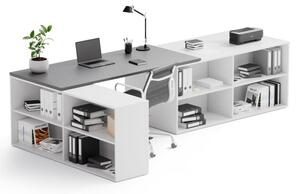 Kancelářský psací stůl s úložným prostorem BLOCK B02, bílá/grafit