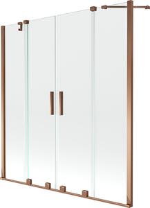 Mexen Velar Duo, 2-křídlová posuvná vanová zástěna 150 x 150 cm, 8mm čiré sklo, růžové zlato profil, 896-150-000-02-60