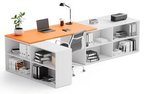 Kancelářský psací stůl s úložným prostorem BLOCK B02, bílá/oranžová