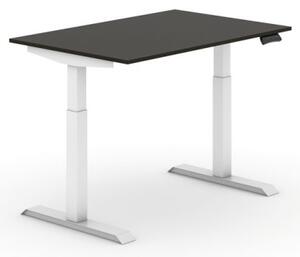 Výškově nastavitelný stůl, elektrický, 735-1235 mm, deska 1200x800 mm, wenge, bílá podnož