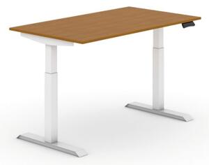 Výškově nastavitelný stůl, elektrický, 735-1235 mm, deska 1400x800 mm, třešeň, bílá podnož