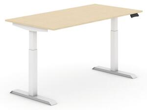 Výškově nastavitelný stůl, elektrický, 735-1235 mm, deska 1600x800 mm, bříza, bílá podnož