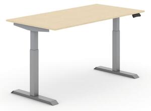 Výškově nastavitelný stůl PRIMO ADAPT, elektrický, 1600 x 800 x 735-1235 mm, bříza, šedá podnož