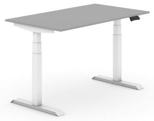 Výškově nastavitelný stůl, elektrický, 625-1275 mm, deska 1200x800 mm, šedá, bílá podnož