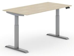 Výškově nastavitelný stůl PRIMO ADAPT, elektrický, 1600 x 800 x 735-1235 mm, dub, šedá podnož