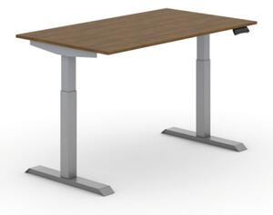 Výškově nastavitelný stůl PRIMO ADAPT, elektrický, 1400 x 800 x 735-1235 mm, ořech, šedá podnož