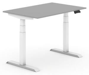 Výškově nastavitelný stůl, elektrický, 625-1275 mm, deska 1800x800 mm, šedá, bílá podnož