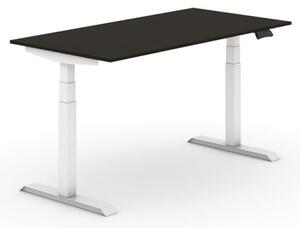Výškově nastavitelný stůl, elektrický, 625-1275 mm, deska 1400x800 mm, wenge, bílá podnož