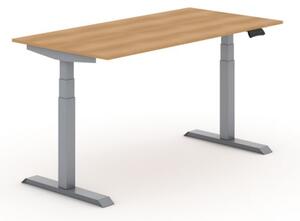 Výškově nastavitelný stůl PRIMO ADAPT, elektrický, 1800 x 800 x 625-1275 mm, buk, šedá podnož