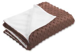 Biante Dětská oboustranná deka Minky TOP 3D puntíky/Polar MKP-052 Čokoládově hnědá 75x100 cm