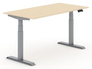 Výškově nastavitelný stůl PRIMO ADAPT, elektrický, 1600 x 800 x 625-1275 mm, bříza, šedá podnož