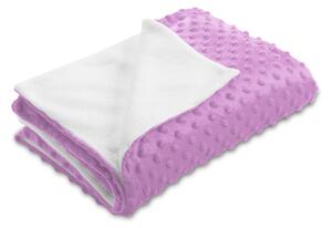 Biante Dětská oboustranná deka Minky TOP 3D puntíky/Polar MKP-053 Fialová lila 75x100 cm