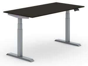 Výškově nastavitelný stůl PRIMO ADAPT, elektrický, 1600 x 800 x 625-1275 mm, wenge, šedá podnož