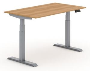Výškově nastavitelný stůl PRIMO ADAPT, elektrický, 1400 x 800 x 625-1275 mm, buk, šedá podnož
