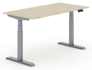 Výškově nastavitelný stůl PRIMO ADAPT, elektrický, 1800 x 800 x 625-1275 mm, dub, šedá podnož