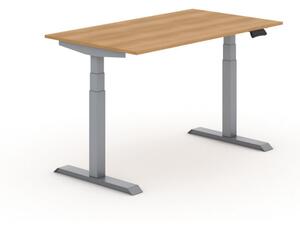 Výškově nastavitelný stůl PRIMO ADAPT, elektrický, 1400 x 800 x 625-1275 mm, wenge, šedá podnož