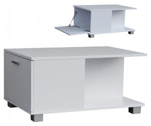 Designový konferenční stolek s přihrádkou - na nohách nebo soklu Bílý bilá