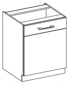 Samostatná kuchyňská skříňka spodní 60 cm 05 - HULK - Šedá lesklá