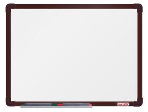 Bílá magnetická popisovací tabule boardOK, 600 x 450 mm, hnědý rám