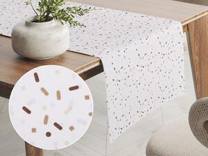 Biante Bavlněný běhoun na stůl Sandra SA-396 Hnědo-béžové konfety na bílém 45x160 cm