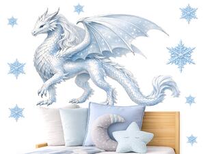 Ledový drak Frozen textilní přelepitelná samolepka na zeď arch 47 x 32 cm