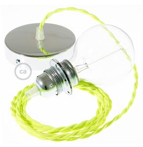 Creative cables Závěsné svítidlo pro stínidla s neonovým žlutým zkrouceným textilním kabelem TF10 Velikost: 50 cm, Barva: Měď, Montáž: Udělej Si Sám Sada