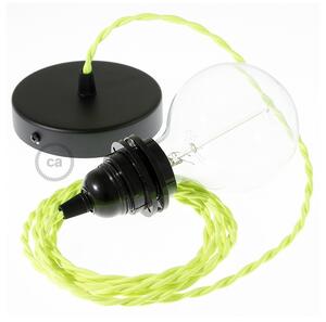 Creative cables Závěsné svítidlo pro stínidla s neonovým žlutým zkrouceným textilním kabelem TF10 Velikost: 50 cm, Barva: Měď, Montáž: Udělej Si Sám Sada