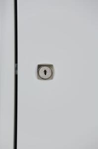 Dílenská policová skříňka na nářadí KOVONA, 3 police, 1 zásuvka, demontovaná, 450 x 400 x 1000 mm, šedé dveře